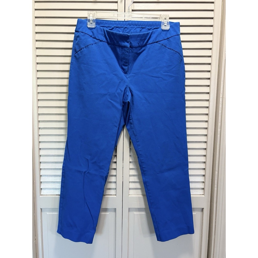Alfani Blue Skinny Pants Size 8 Mid Rise Zip/Hook Crop Straight Leg